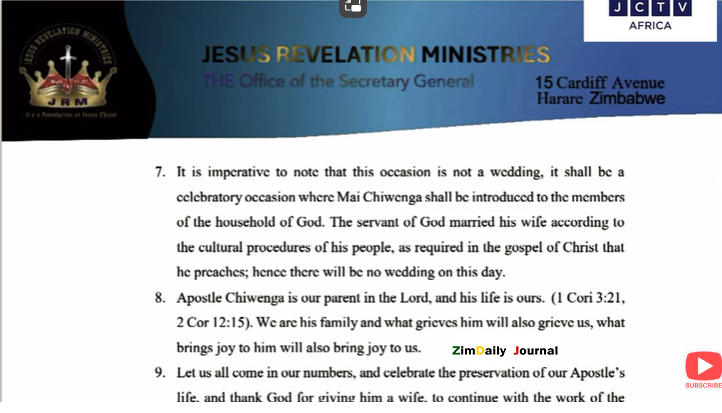 Chiwenga announces new wife